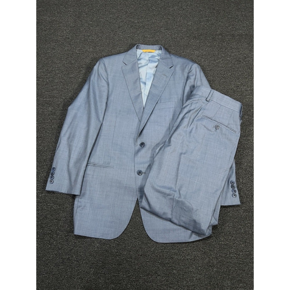 Hickey Freeman Suit Men's 38R Blue Super 150s Wool Italy Business